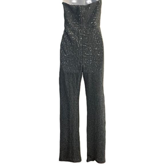 Wild Fable Silver Sequin Strapless Jumpsuit Size S – Party / Holiday Outfit NWT - Picture 6 of 6